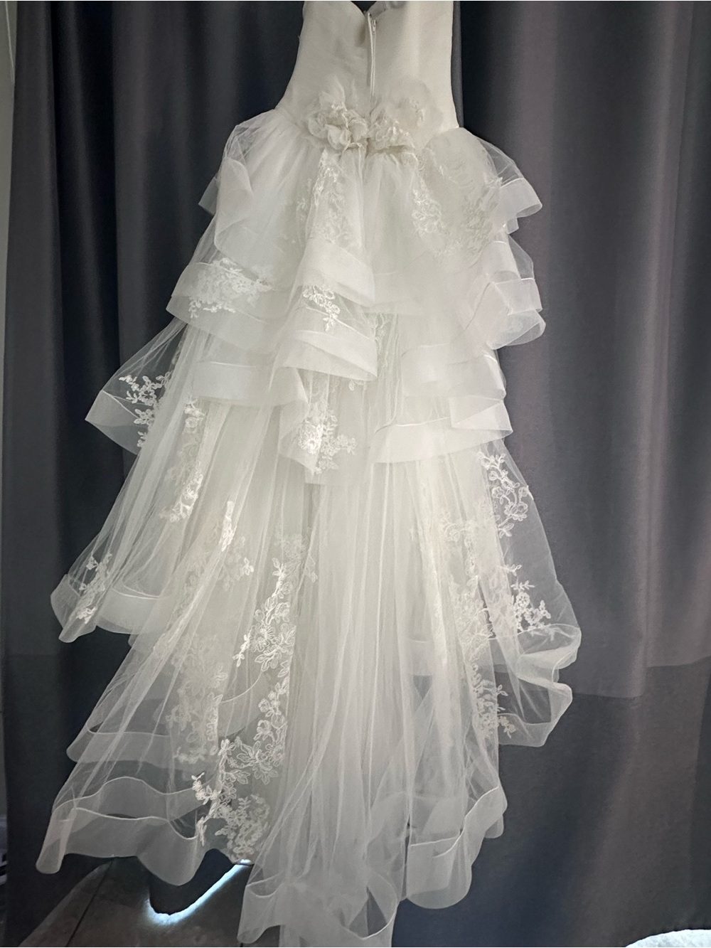 WHITE By Vera Wang Vw351197 Ivory Strapless Tulle tiered wedding dress gown 8 - Picture 5 of 11